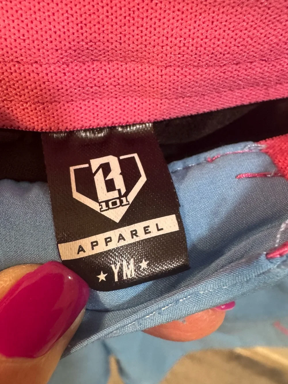 BASEBALL Lifestyle 101 Light Blue Kids Athletic Shorts with Pink Accent